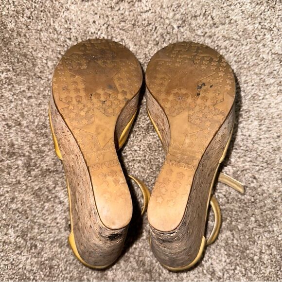 Jimmy Choo Pela Patent Cork Wedges in Nude/Tan Size EU 37 - Picture 11 of 11